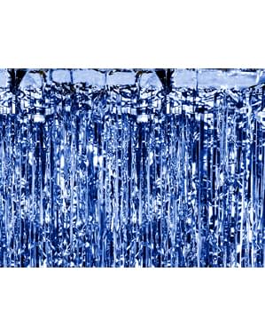Tassel curtain in metallic blue
