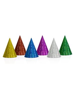 20 холограмни парти шапки в различни цветове – Holographic