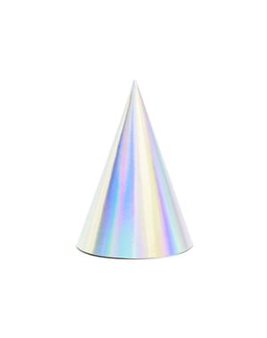 Set of 6 Iridescent Paper Party Hats - Exotix Holo