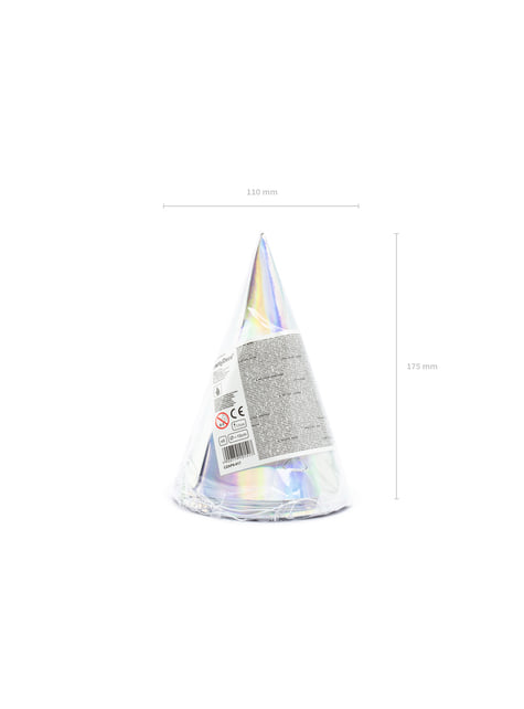 6 Iridescent Paper Party Hats - Exotix Holo