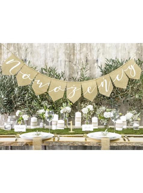 Trauringhalter in Baumstammform mit Schleife aus Bast - Rustic Wedding