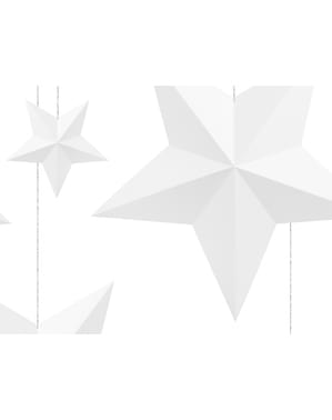 6 Forskellige Hængende Stjernedekorationer, Hvid - Christmas