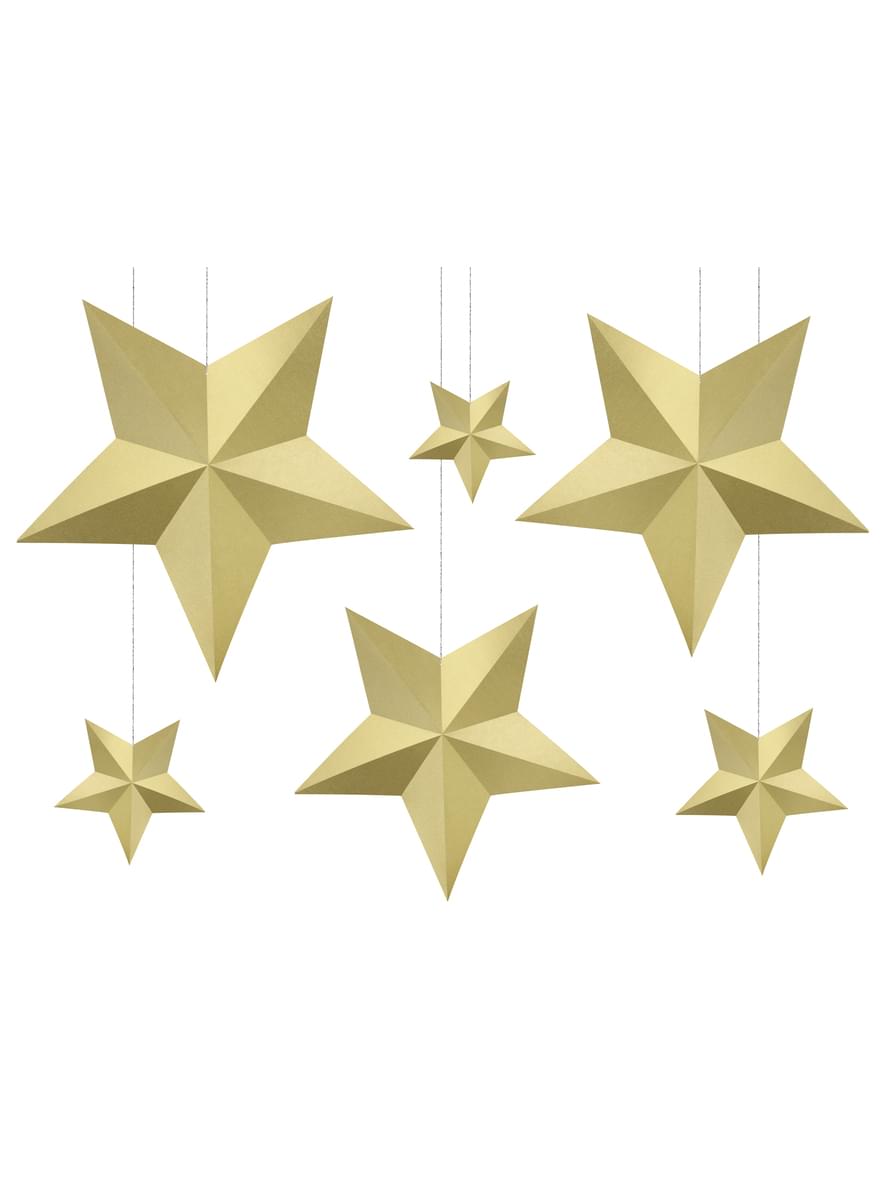 6 stelle pendenti dorate assortite- Christmas