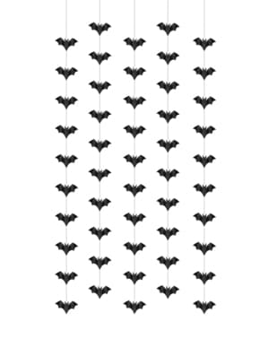 5 Bat Струнні паперу Гірлянди, чорний - Хеллоуїн