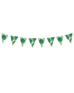 Bandeirola estampada folhas de papel verde - Aloha