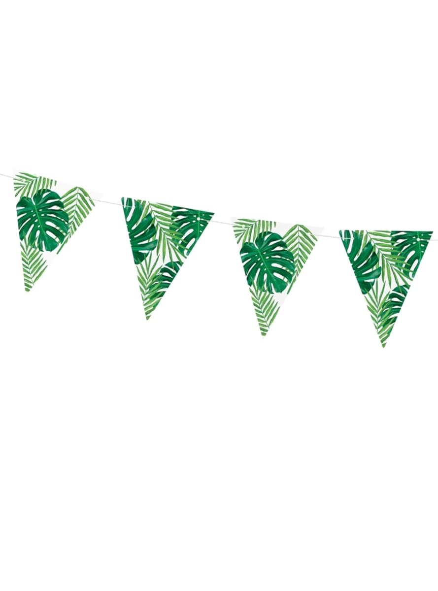 Bandeirola estampada folhas de papel verde - Aloha