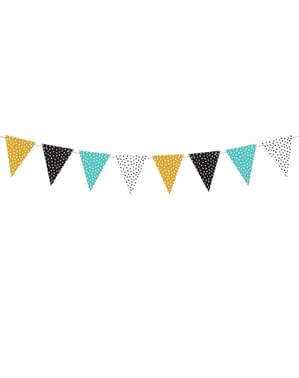 Guirlande fanions multicolores à pois en papier - Dinosaur Party