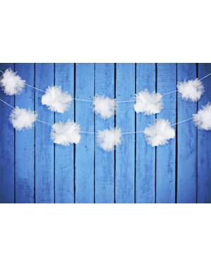 3 tule pompon slingers, wit