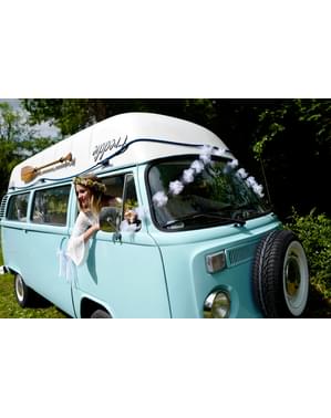 Komplet iz 3 Tulle Pom-Pom Garlands, bela