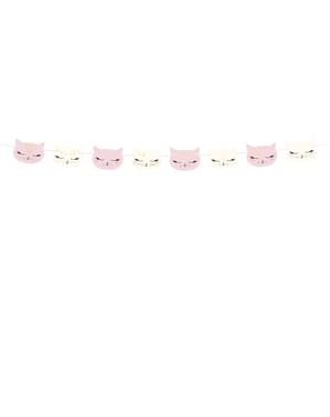 Katzengesichter Girlande pastellrosa - Meow Party