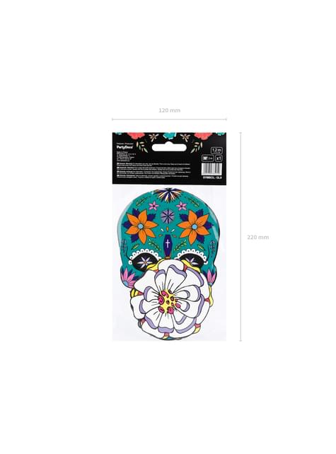 Multikleuren schedel en bloemenslinger - Day of the Dead