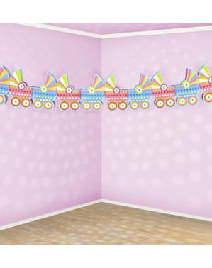 Kereta bayi berwarna-warni karangan bunga terbuat dari kertas - Ini Perempuan / Laki-Laki