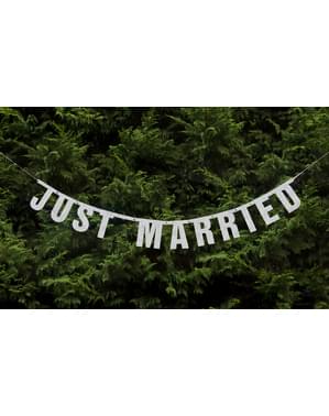 "Just Married" girlanda v svetleči beli barvi iz papirja