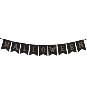 Гирлянда със знаменца „Halloween“, черно и златисто – Trick or Treat Collection