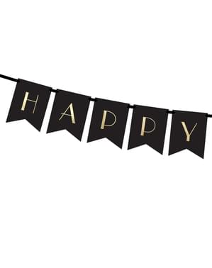 Гирлянда със знаменца „Happy New Year“, черно и златисто – New Year’s Eve Collection