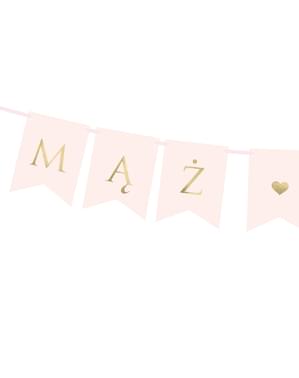 心とペナント「MAZゾーン」パステルピンクとゴールド - バラ色のウェディング