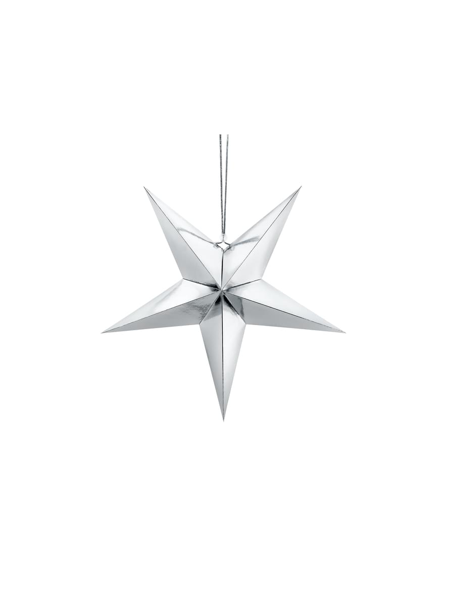 Estrela de papel de pendurar prateado de 45 cm