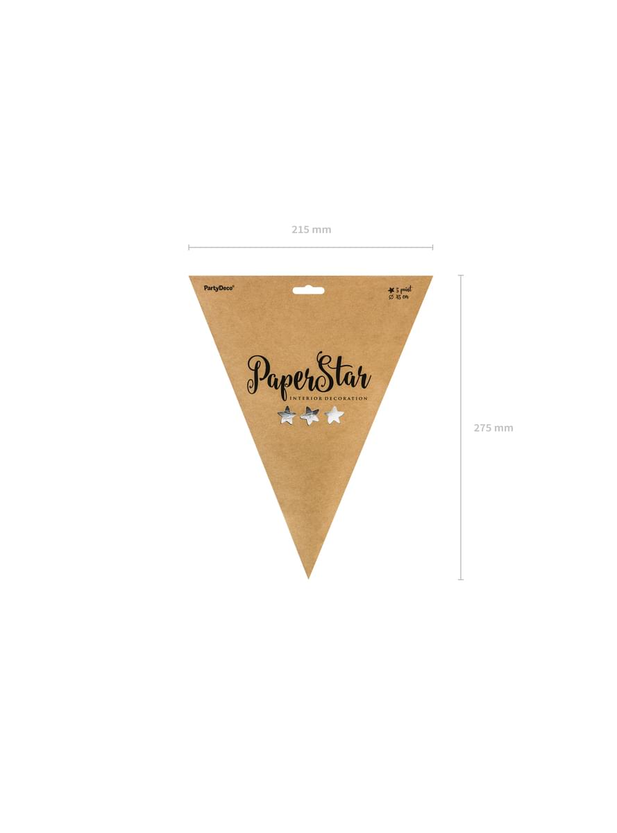 Hanging paper star in silver measuring 45 cm