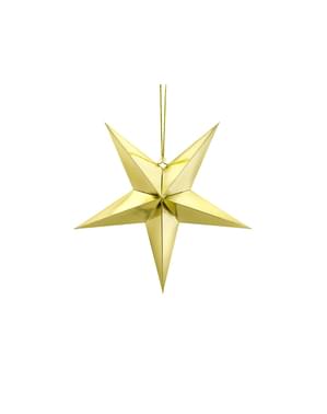Hanging paper star in gold measuring 45 cm