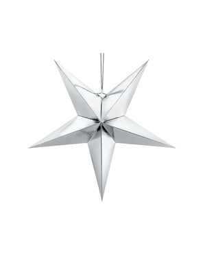 Висяща хартиена звезда в сребристо (70 cm)