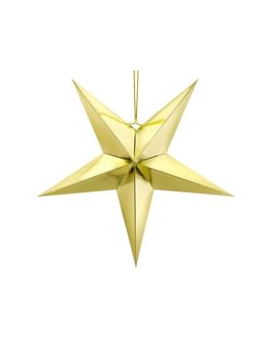 Hengende Papirstjerne i gull med mål på 70 cm