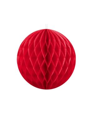 Bola kertas Honeycomb berwarna merah berukuran 10 cm