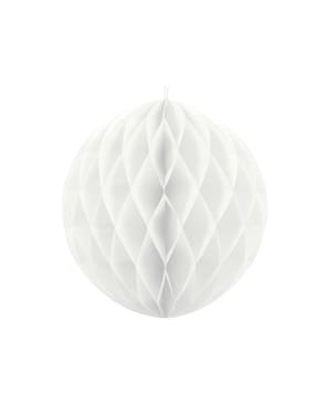 Honeycomb paper sphere in white measuring 20 cm