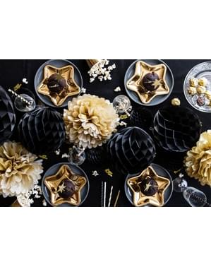 Honeycomb paper sphere in black measuring 20 cm