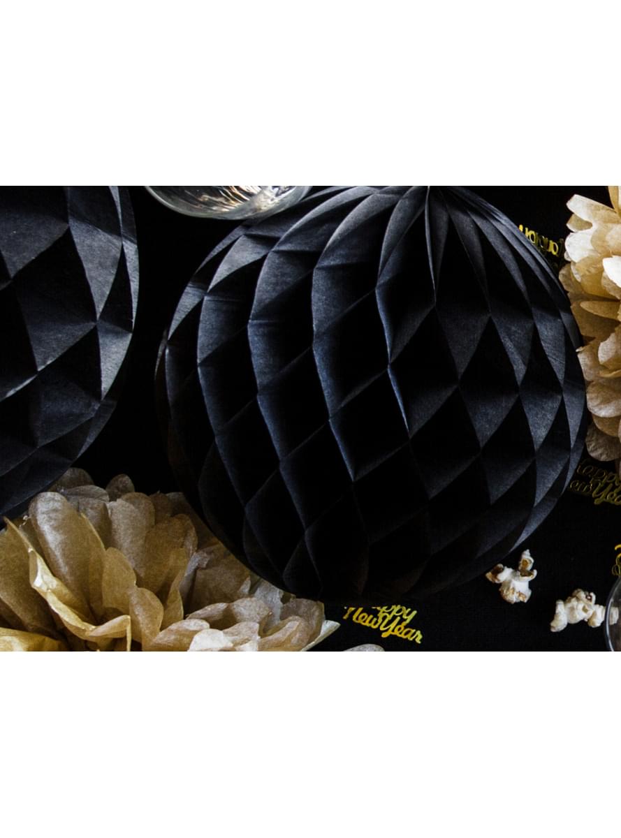 Boule noire de 20 cm en nid d'abeille