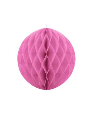 Honeycomb paper sphere in pink measuring 20 cm