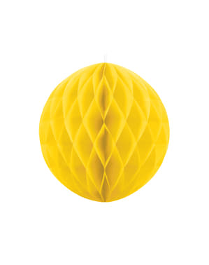 Honeycomb paper sphere in yellow measuring 20 cm