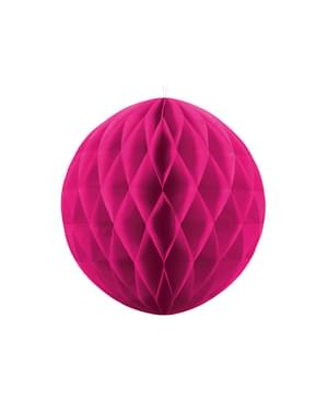 Bola kertas Honeycomb berwarna merah muda gelap berukuran 30 cm