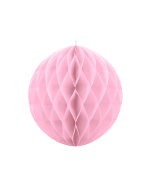 Bola kertas Honeycomb berwarna pink berukuran 30 cm