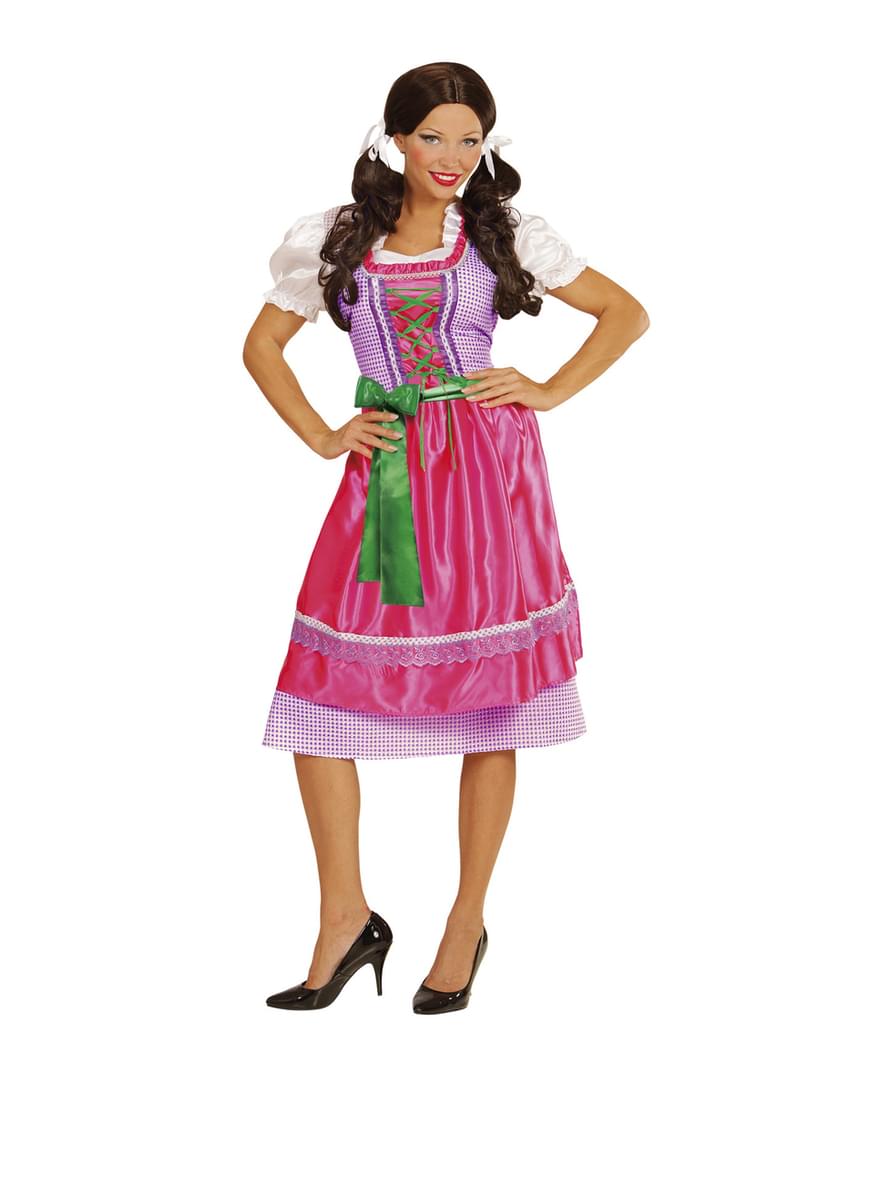 Dirndl Kostüm für Damen rosa-grün