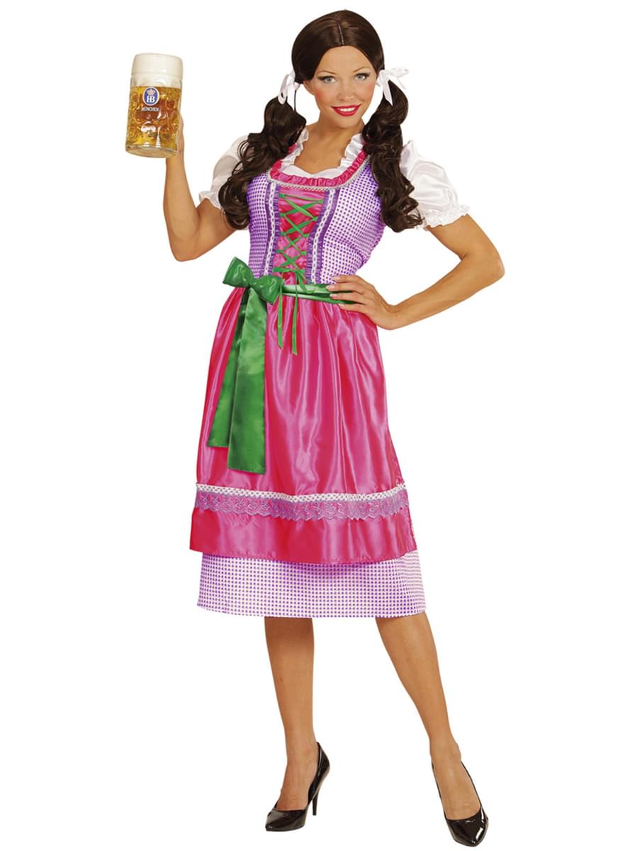 Рожевий зелений костюм dirndl для жінки