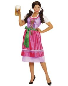 Dirndl Kostüm für Damen rosa-grün