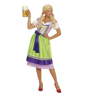 Fato com dirndl violeta-verde para mulher