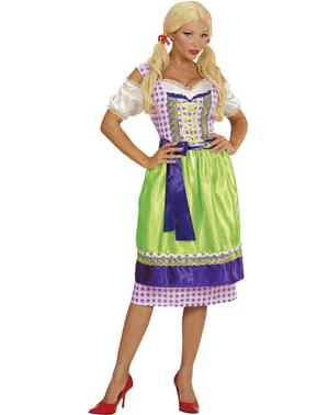 Fato com dirndl violeta-verde para mulher