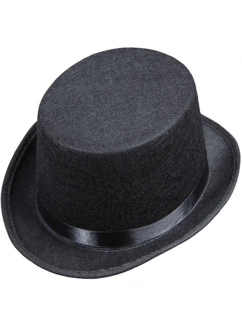 Sombrero de copa negro de fieltro infantil