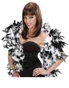 Boa en plumes blancs et noirs luxe femme