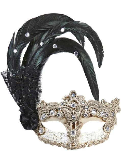 Masker Gran Gala met strass en veren voor vrouw
