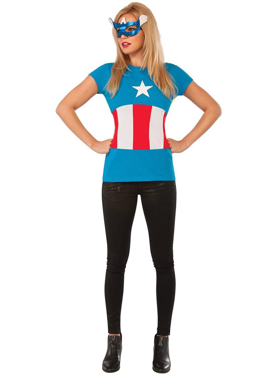 Kit disfraz de Capitán América Classic Marvel para mujer ...