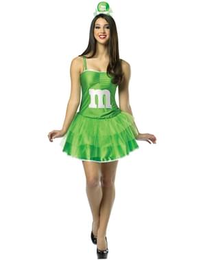 Vestido disfraz M&M verde para mujer
