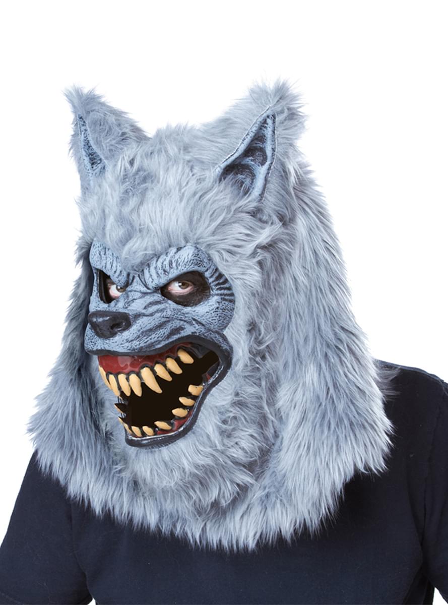 Graue Werwolf Ani-Motion Maske für Erwachsene