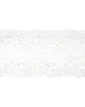 Dekorasi renda off-white berukuran 18 cm untuk meja