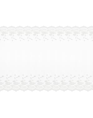 Pelari Meja Off-White Lace dengan Narrow Trim