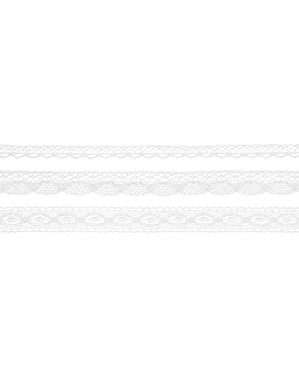 3 beigeä pitsikoristeista narua pulloille, 2 leveyttä - Natural Wedding
