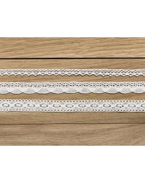 3 beigeä pitsikoristeista narua pulloille, 2 leveyttä - Natural Wedding
