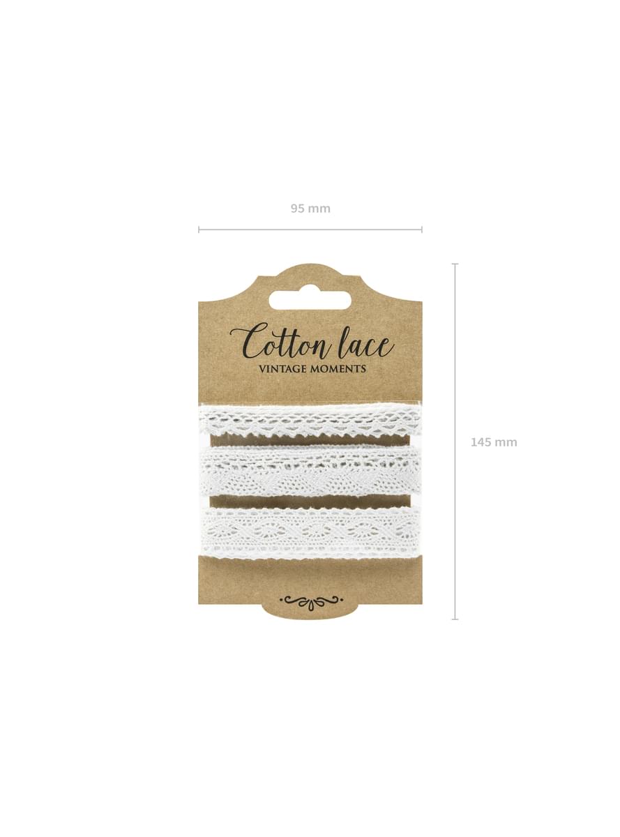 3 benzi de dantelă albă de 2 mărimi pentru decorarea sticlelor - Natural Wedding