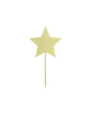 6 toppers decorativos con forma de estrella